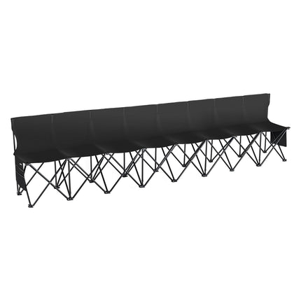8-Seat Folding Soccer Bench with Backrest, Pockets, Bag