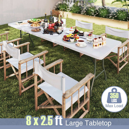 Masă pliabilă de 2,4 m cu blat HDPE, capacitate de 156 kg