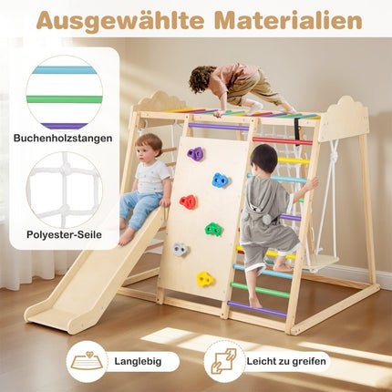 Set de cățărat Montessori 8 în 1 cu tobogan și leagăn