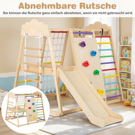 Set de cățărat Montessori 8 în 1 cu tobogan și leagăn
