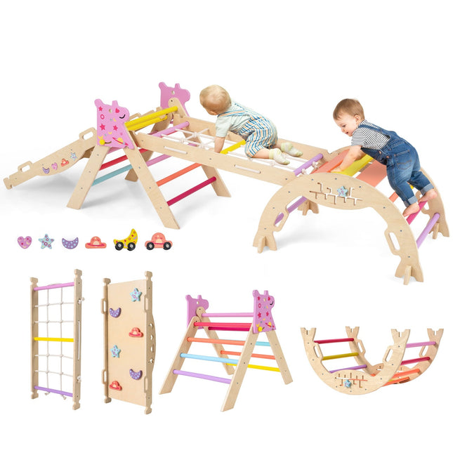 Set de cățărat Montessori din lemn 8 în 1 pentru copii