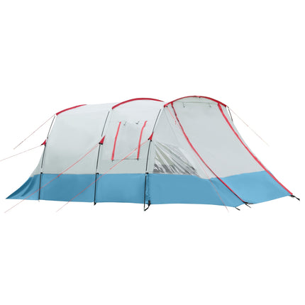 Cort tunel pentru 8 persoane, cort de camping cu cabină de dormit, living, cort de familie cu geantă de transport, foișor, cort de grup cu 3 uși, coloană de apă 2000 mm, Aosom albastru