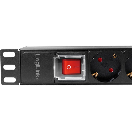 8-way branch socket with switch for 19" rack U1 Black