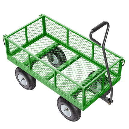 900 lb Steel Garden Cart, 10 in Tires, Removable Sides