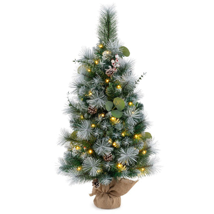 Brad de Crăciun artificial pre-iluminat de 90 cm cu temporizator