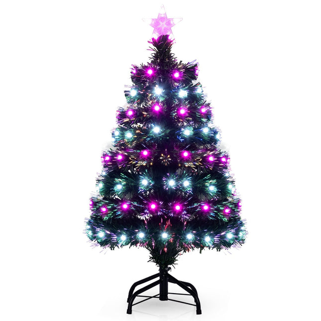 Brad de Crăciun cu fibră optică pre-iluminat de 93 cm – 96 LED-uri