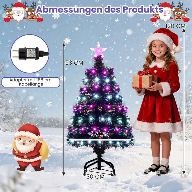 Brad de Crăciun cu fibră optică pre-iluminat de 93 cm – 96 LED-uri
