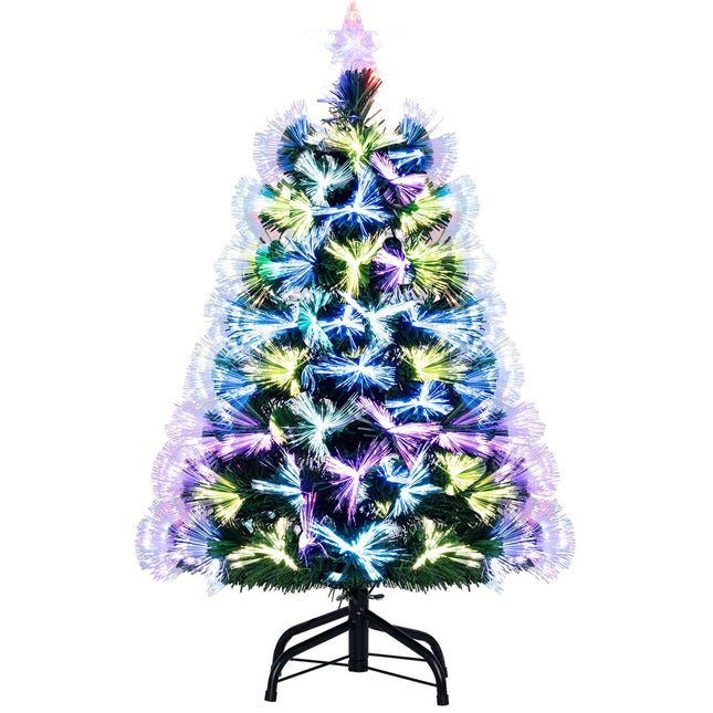 Brad de Crăciun cu fibră optică, 95 cm, 93 de vârfuri de crengi, verde
