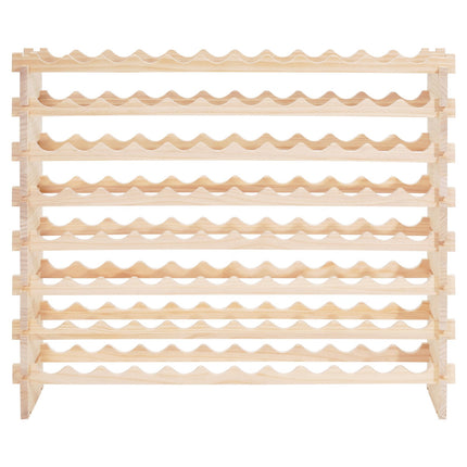 96-Bottle Stackable Pine Wood Wine Rack, 8-Tier