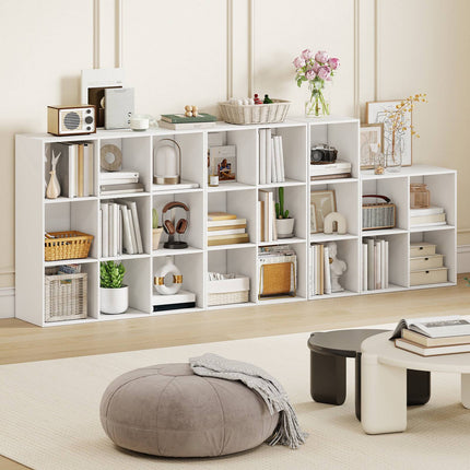 9-Cube White Wooden Bookshelf with Anti-Tipping Kit