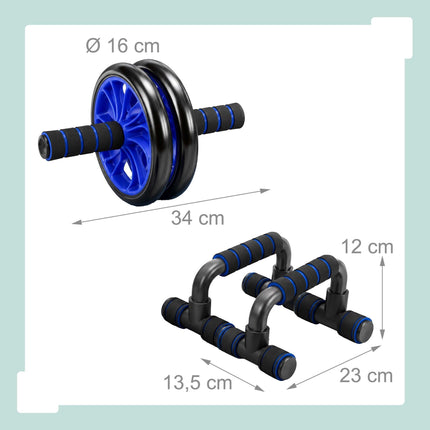 Set de echipamente de fitness albastre cu 9 piese și accesorii