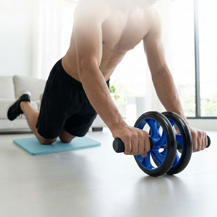 Set de echipamente de fitness albastre cu 9 piese și accesorii