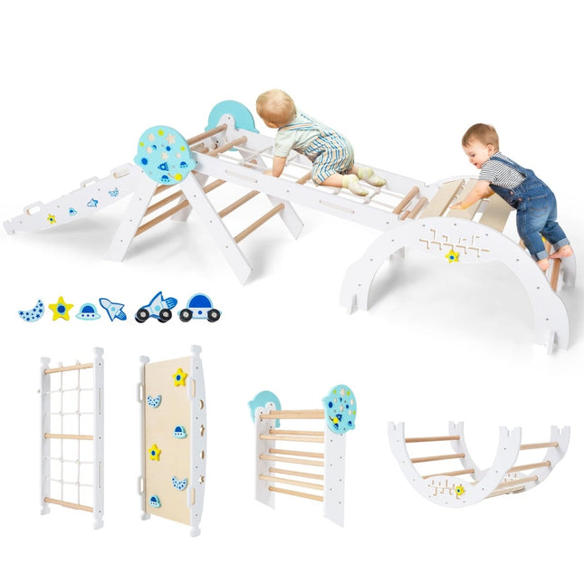 Set de cățărat Montessori 9 în 1 cu tobogan și rampă
