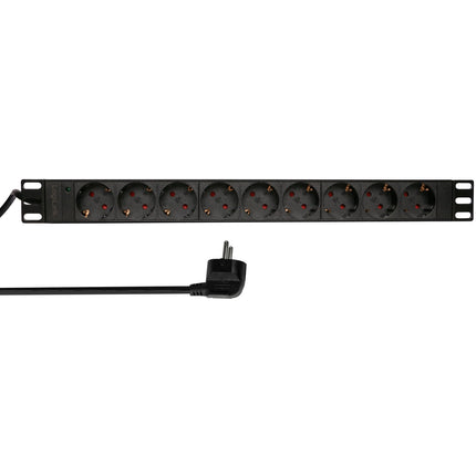 9-way branch socket for 19" rack U1 Black