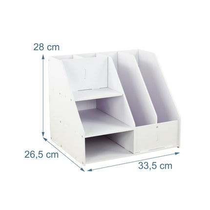 Organizator de birou A4 cu compartimente – MDF alb
