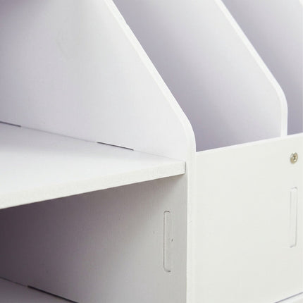Organizator de birou A4 cu compartimente – MDF alb