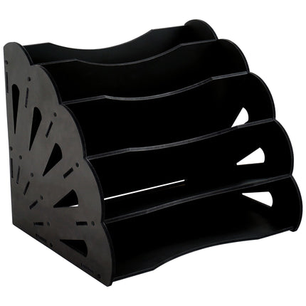 Organizator de birou A4 din MDF, 5 compartimente - Negru