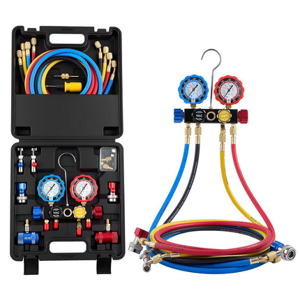 AC Manifold Gauge Set, 4-Way, 1.5 m Hoses, R134a–R22