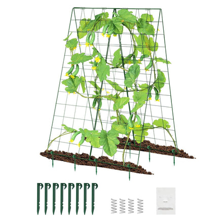 A-Frame Cucumber Trellis, Foldable Metal, 46 x 32 in, With Plant Clips