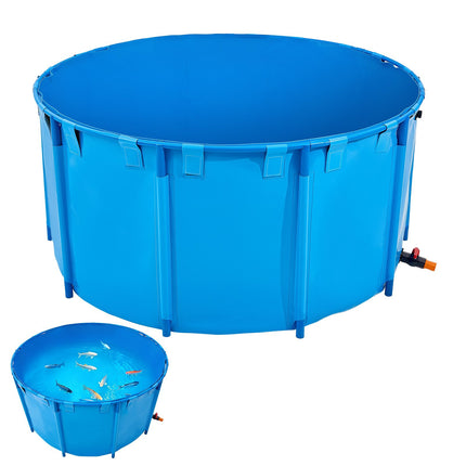 Above-Ground Fish Pond Tank, 818 Gal, PVC, Drain Valve