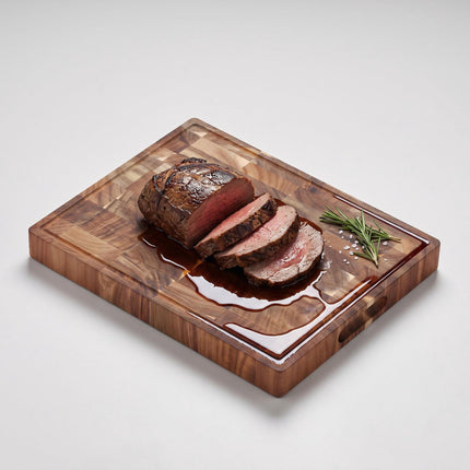 Tocător din lemn de salcâm cu canelură pentru suc, 40x32 cm