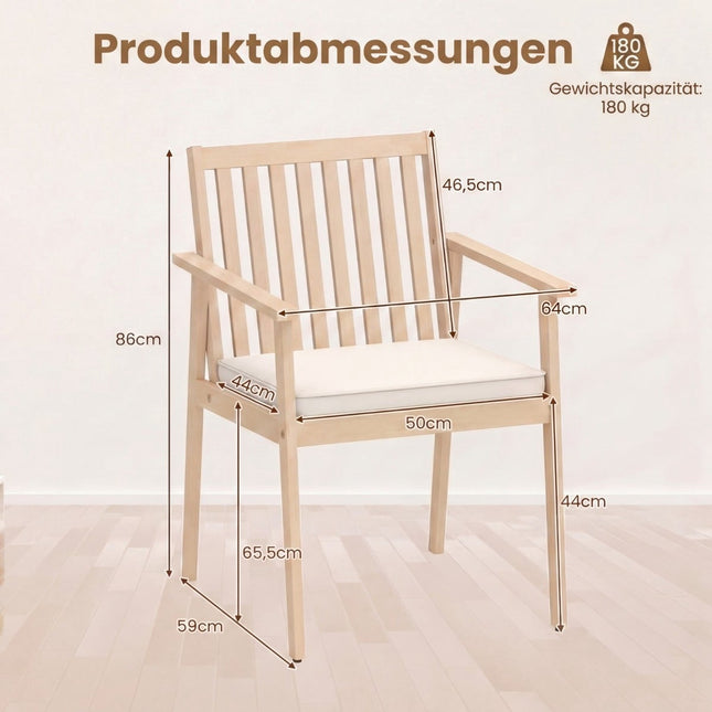 Set de scaune de exterior din lemn de salcâm, cu pernuțe, capacitate 180 kg