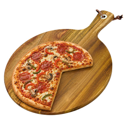 Acacia Wood Pizza Board with Handle, 28 cm, Natural