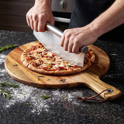 Acacia Wood Pizza Board with Handle, 28 cm, Natural