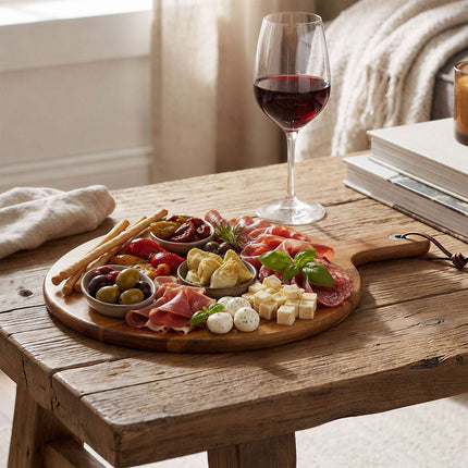 Acacia Wood Pizza Board with Handle, 28 cm, Natural