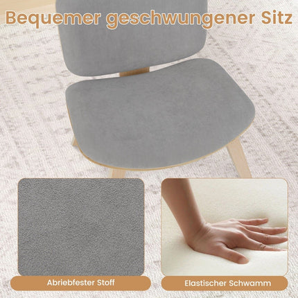 Scaun decorativ cu spătar, șezut căptușit – Gri deschis
