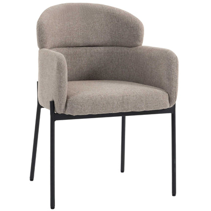 Fotoliu decorativ, cotiere, tapițerie din chenilă, picioare metalice, culoare bej