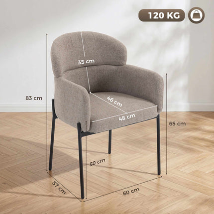 Fotoliu decorativ, cotiere, tapițerie din chenilă, picioare metalice, culoare bej