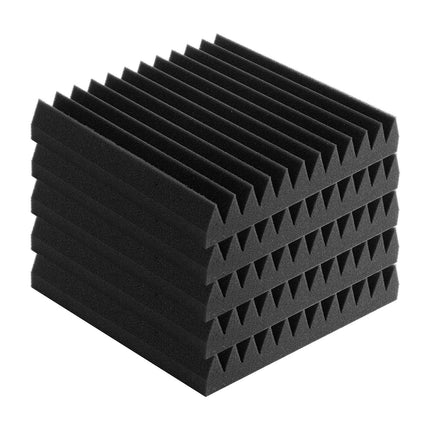 Acoustic Foam Panels, 50 Pack, 12 x 12 x 2 in, Wedge, Black