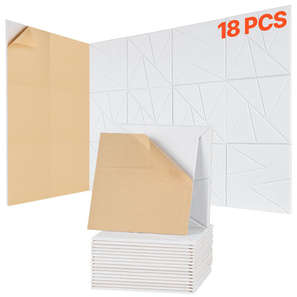 Acoustic Panels, 18-Pack 12x12 Self-Adhesive Polyester