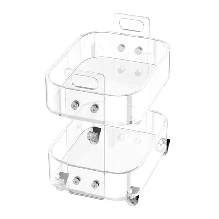 Acrylic Rolling Cart, 2-Tier Clear Side Table, Locking Wheels