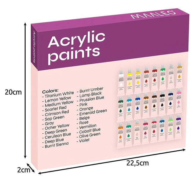 Vopsele acrilice 24 buc. - 12 ml. Maaleo 20363