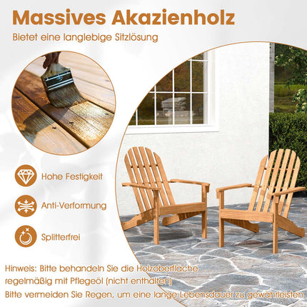 Scaun Adirondack din lemn de salcâm, ergonomic, capacitate 180 kg
