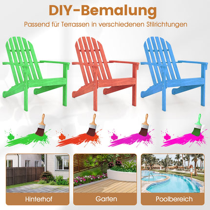 Scaun Adirondack din lemn de salcâm, ergonomic, capacitate 180 kg