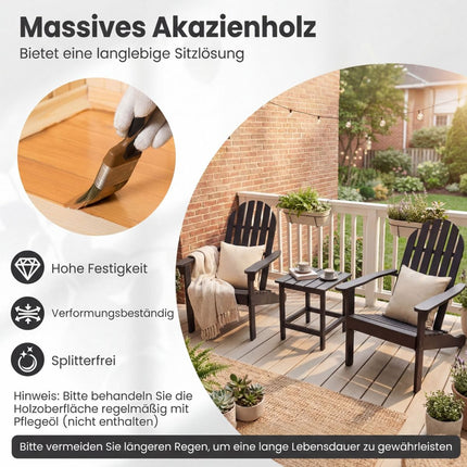 Scaun Adirondack din lemn de salcâm negru cu spătar înalt