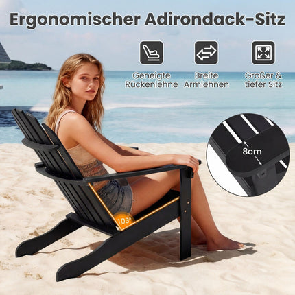 Scaun Adirondack din lemn de salcâm negru cu spătar înalt
