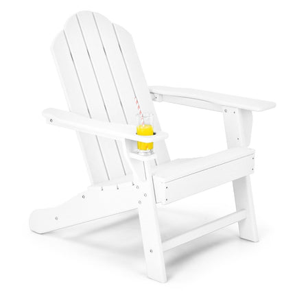 Scaun Adirondack cu suport pentru pahare Scaun pentru terasă Scaun pentru foc 85,5 x 78,5 x 94 cm Alb