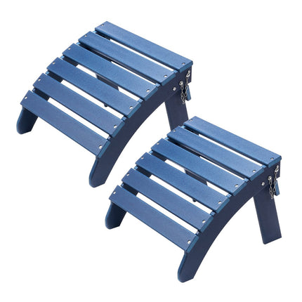 Adirondack Folding Ottomans, Set of 2, HDPE, Blue