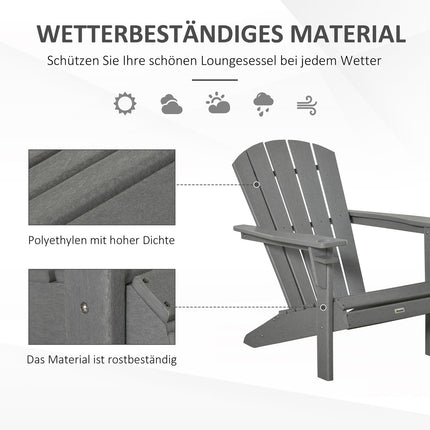 Adirondack garden chair in plastic with cup holder, gray