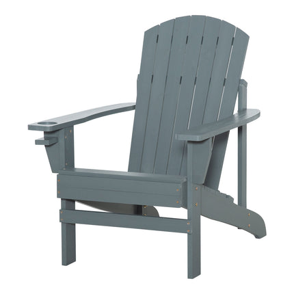 Scaun de grădină Adirondack Cu Suport pentru pahare Sezlong de grădină Scaun de balcon Lemn masiv Gri închis 97 X 72,5 X 93 Cm
