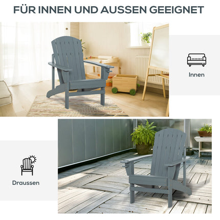 Scaun de grădină Adirondack Cu Suport pentru pahare Sezlong de grădină Scaun de balcon Lemn masiv Gri închis 97 X 72,5 X 93 Cm