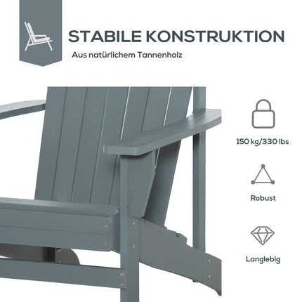 Scaun de grădină Adirondack Cu Suport pentru pahare Sezlong de grădină Scaun de balcon Lemn masiv Gri închis 97 X 72,5 X 93 Cm