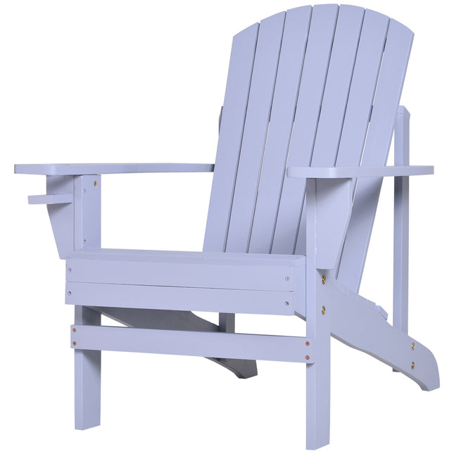 Scaun de grădină Adirondack cu suport pentru pahare șezlong de grădină scaun de balcon din lemn masiv gri 72,5 X 97 X 93 Cm