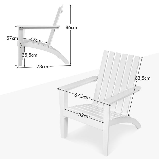 Scaun Adirondack Scaun Adirondack din lemn de salcam scaun de gradina pana la 160 kg alb