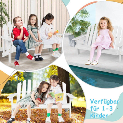 Scaun Adirondack pentru copii Scaun Adirondack 2 locuri din lemn alb 99 x 51 x 56,5 cm