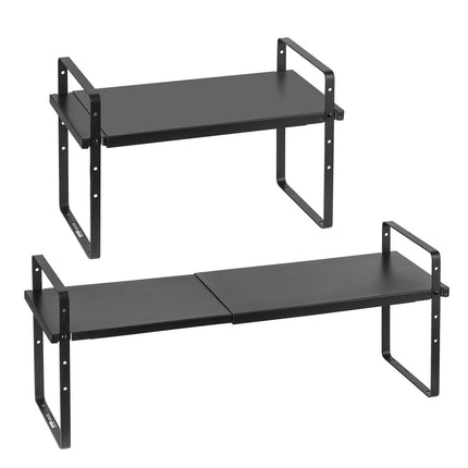 Adjustable 2-Tier Expandable Cabinet Shelf Organizer, Black